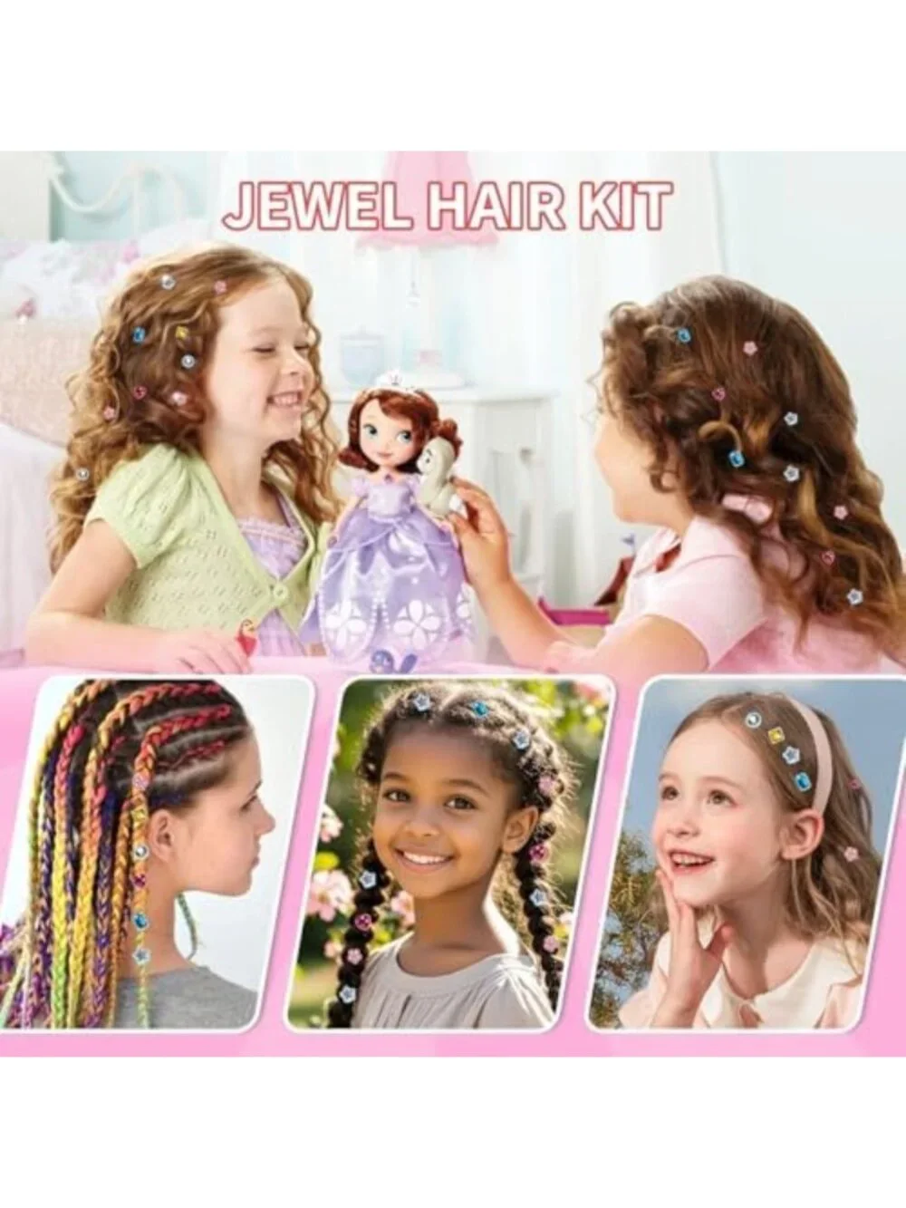 Sparkling Hair Gem Stamper Kit | Bling Hair Jewels & Styling Tool for Girls 3-12